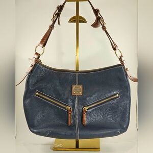 Dooney & Bourke Mary Bag in Pebble Navy with Burnt Cedar Trim